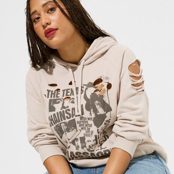 Torrid Texas Chainsaw Massacre Super Soft Distressed Hoodie Halloween Horror 3X - Picture 3 of 8
